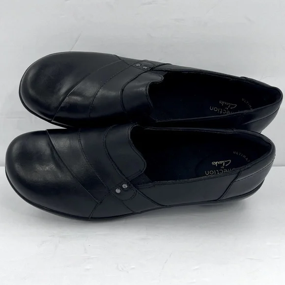 CLARKS, ULTIMATE COMFORT TECHNOLOGY, WOMEN’S MAY MARIGOLD BLACK SLIP-ONS, SIZE 8 - Picture 13 of 13